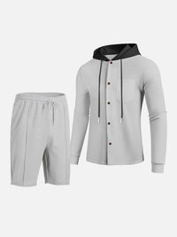 Men's Full Size Casual Hooded Button-Up Top and Shorts Set Plus Size 100400355175188 41 Affordable Fashion Under $100 Jerry's Apparel 