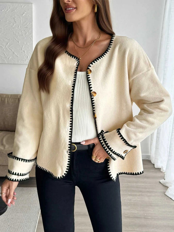Contrast Trim Button Up Jacket 100100871001186 68 Affordable Fashion Under $100 Jerry's Apparel 