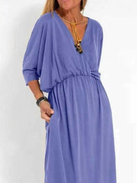 Full Size V-Neck Batwing Sleeve Maxi Dress with Side Slits Plus Size 100100963539918 27 Affordable Fashion Under $100 Jerry's Apparel 