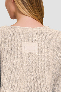 Notched Side Slit Patch Sweater