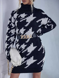 Houndstooth Pattern Turtleneck Sweater Dress 100100643736107 33 Affordable Fashion Under $100 Jerry's Apparel 