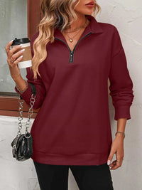 Quarter Zip Dropped Shoulder Sweatshirt 100100362581547 41 Affordable Fashion Under $100 Jerry's Apparel 