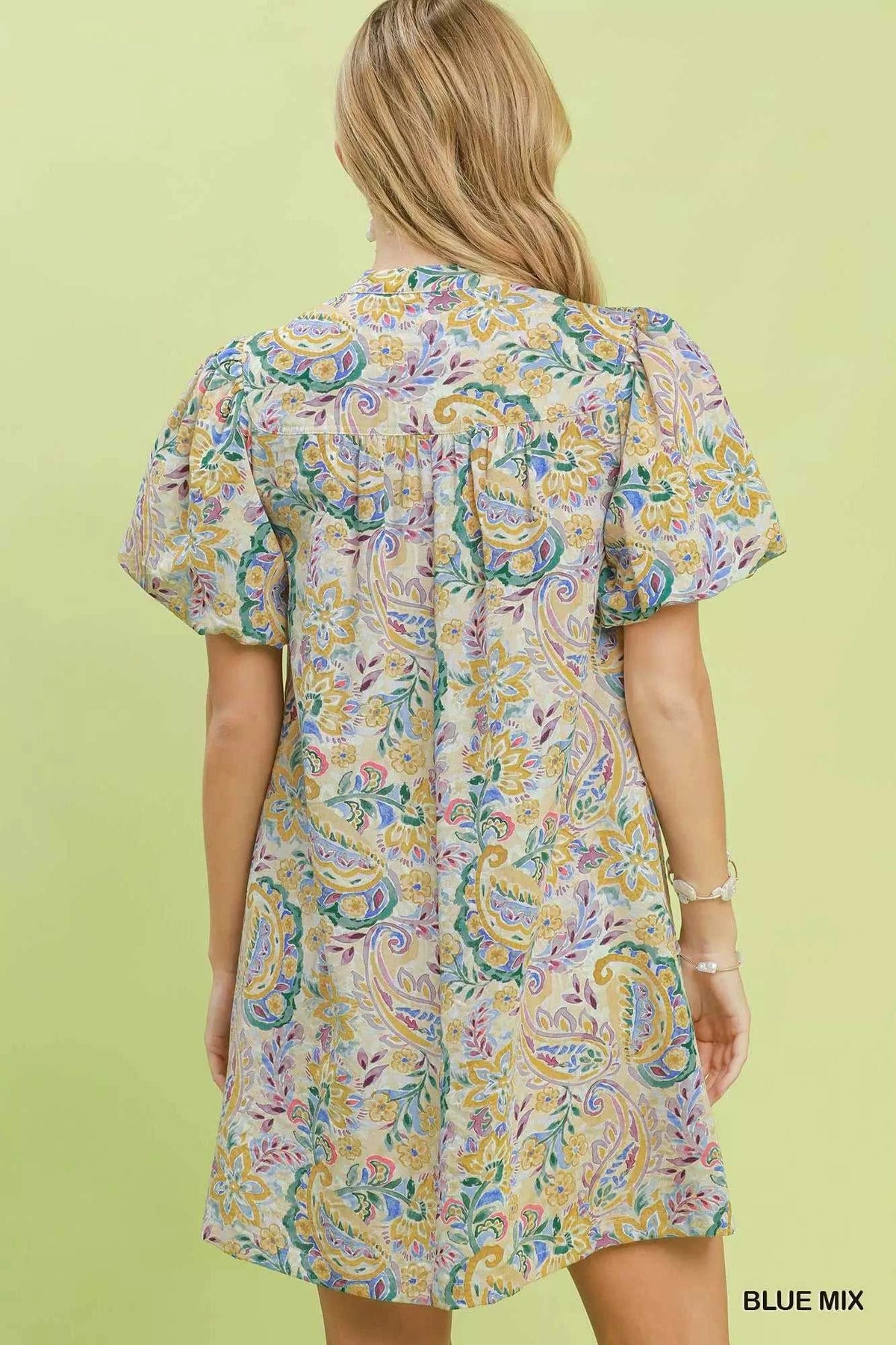 Umgee Paisley Floral Puff Sleeve Shift Dress 100100295711278 55 Affordable Fashion Under $100 Jerry's Apparel 