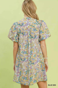 Umgee Paisley Floral Puff Sleeve Shift Dress 100100295711278 55 Affordable Fashion Under $100 Jerry's Apparel 