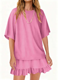 Round Neck Half Sleeve Tee and Skirt Set 100100917549398 34 Affordable Fashion Under $100 Jerry's Apparel 