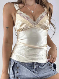 Lace Trim V-Neck Satin Cami Top 100100764621850 36 Affordable Fashion Under $100 Jerry's Apparel 