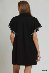 Umgee Half Zip Ruffle Rib Band Butterfy Sleeve Mini Dress with Pockets 100100106251802 53 Affordable Fashion Under $100 Jerry's Apparel 