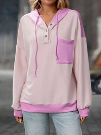 Casual Color Block Button Detail Hoodie 100100649841441 43 Affordable Fashion Under $100 Jerry's Apparel 