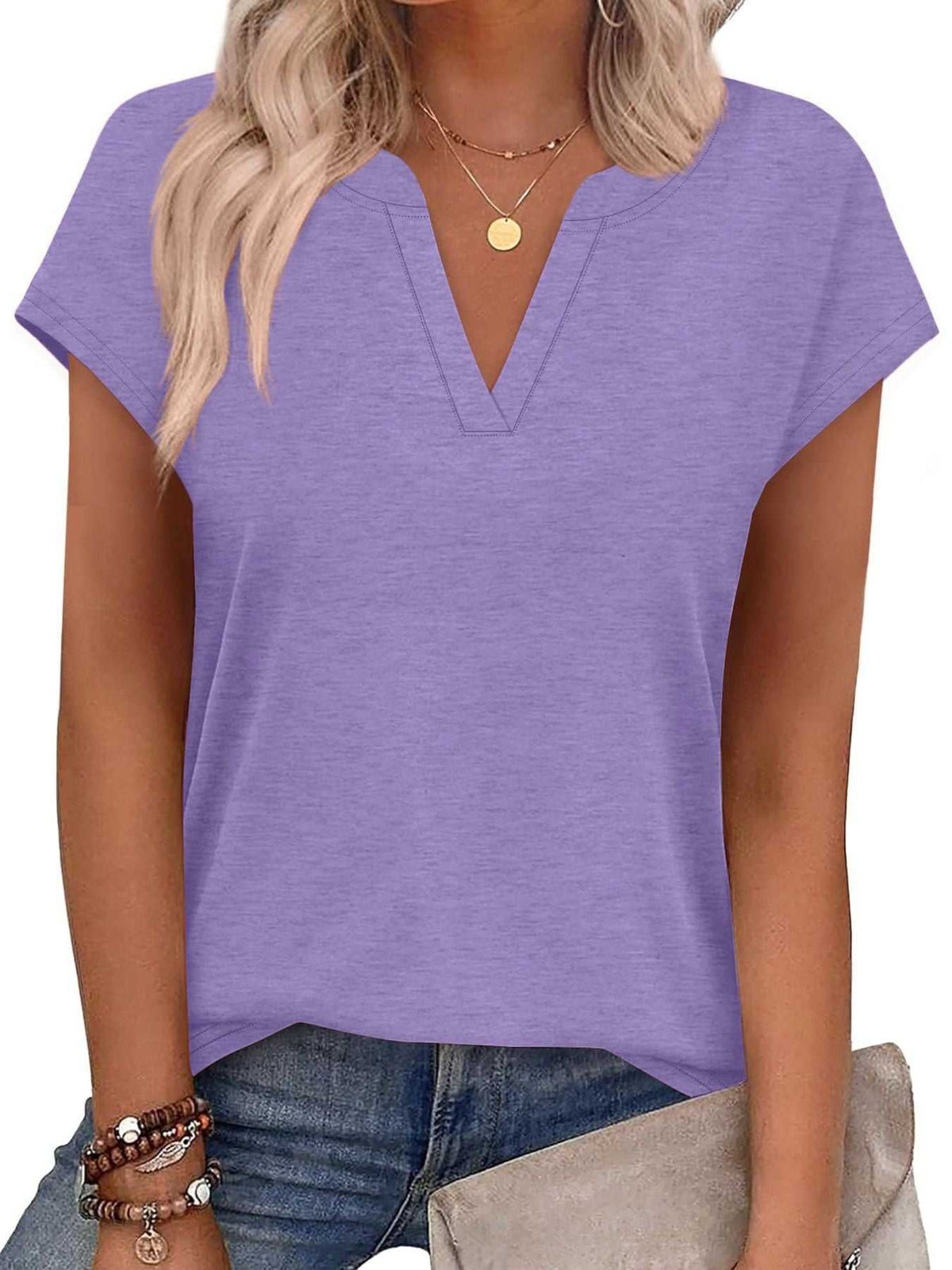 Notched Short Sleeve T-Shirt 100100058945563 25 Affordable Fashion Under $100 Jerry's Apparel 