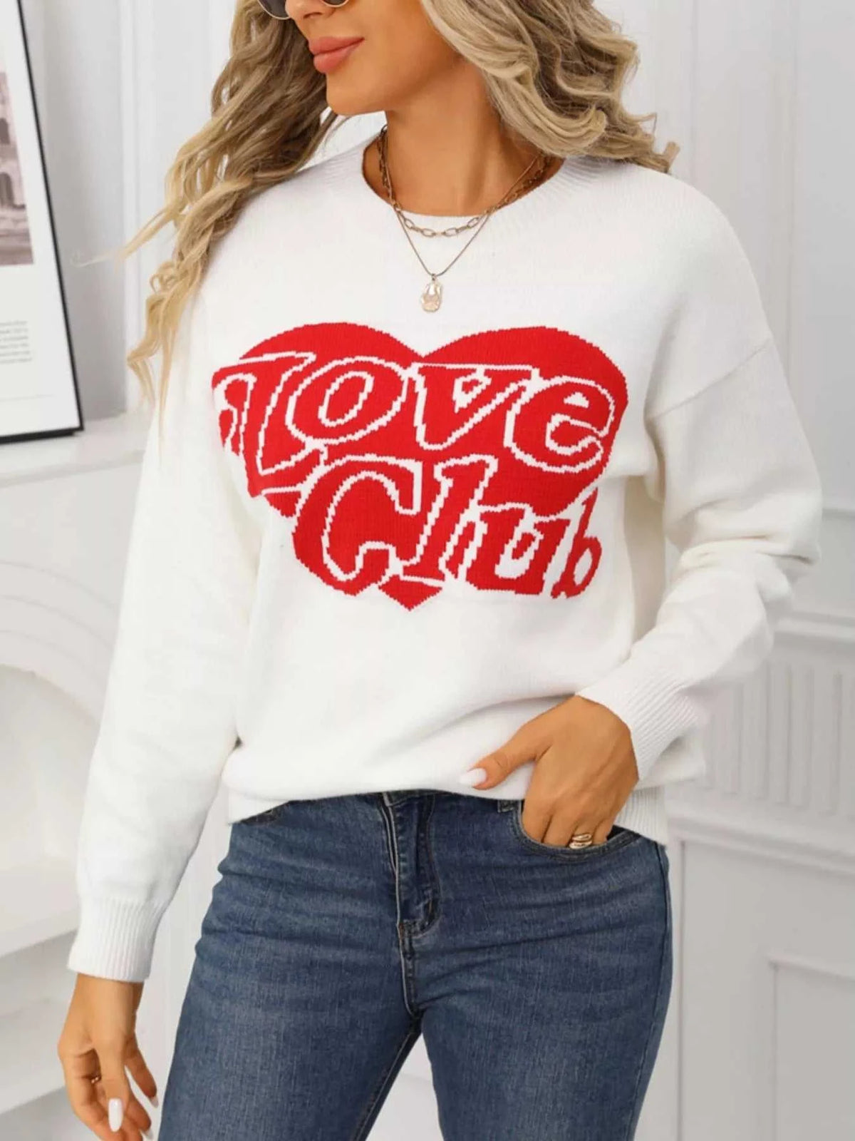Valentine's Day Love Club Heart Graphic Sweater 100100473378432 48 Affordable Fashion Under $100 Jerry's Apparel 