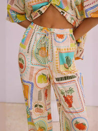 Printed Button Up Shirt and Pants Set