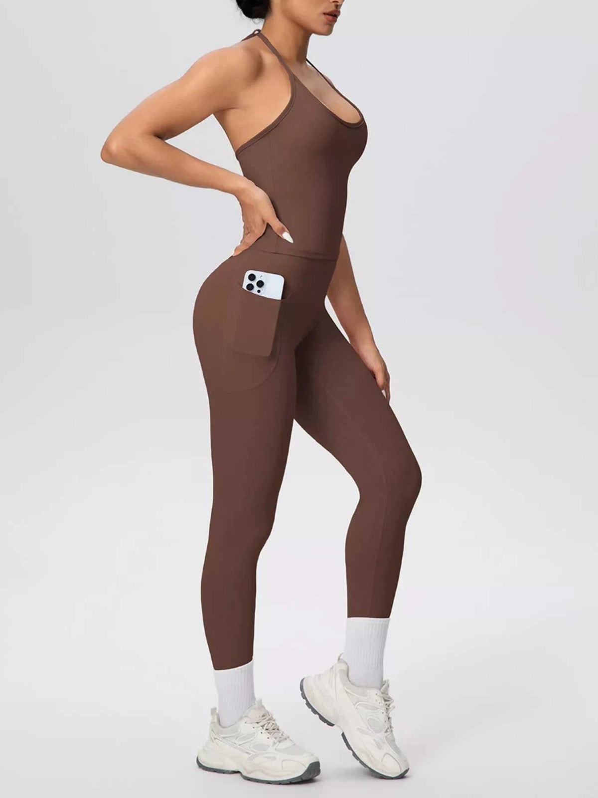 Halter Neck Cami and High-Waisted Leggings Active Set 101006856970414 89 Affordable Fashion Under $100 Jerry's Apparel 