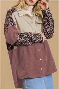 High-Low Leopard Snap Down Shacket