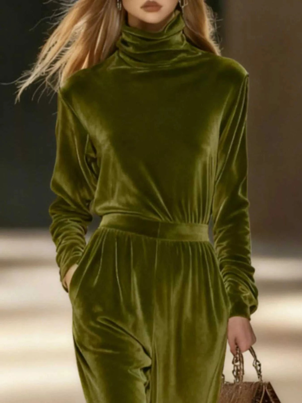 Full Size Velvet Turtleneck Long Sleeve Top and Wide-Leg Pants Set Plus Size 101001423619230 50 Affordable Fashion Under $100 Jerry's Apparel 
