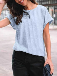 Casual Ribbed Knit Short Sleeve T-Shirt 100100691365915 25 Affordable Fashion Under $100 Jerry's Apparel 