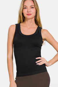 2 Way Neckline Washed Ribbed Tank