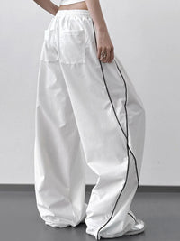 Oversized Wide Leg Pants with Contrast Piping