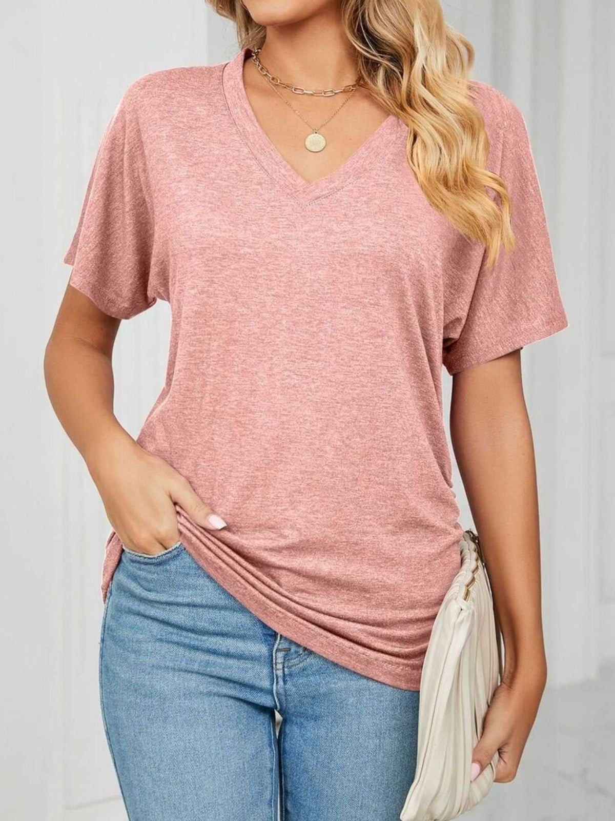 Casual V-Neck Short Sleeve T-Shirt 100100579648227 22 Affordable Fashion Under $100 Jerry's Apparel 