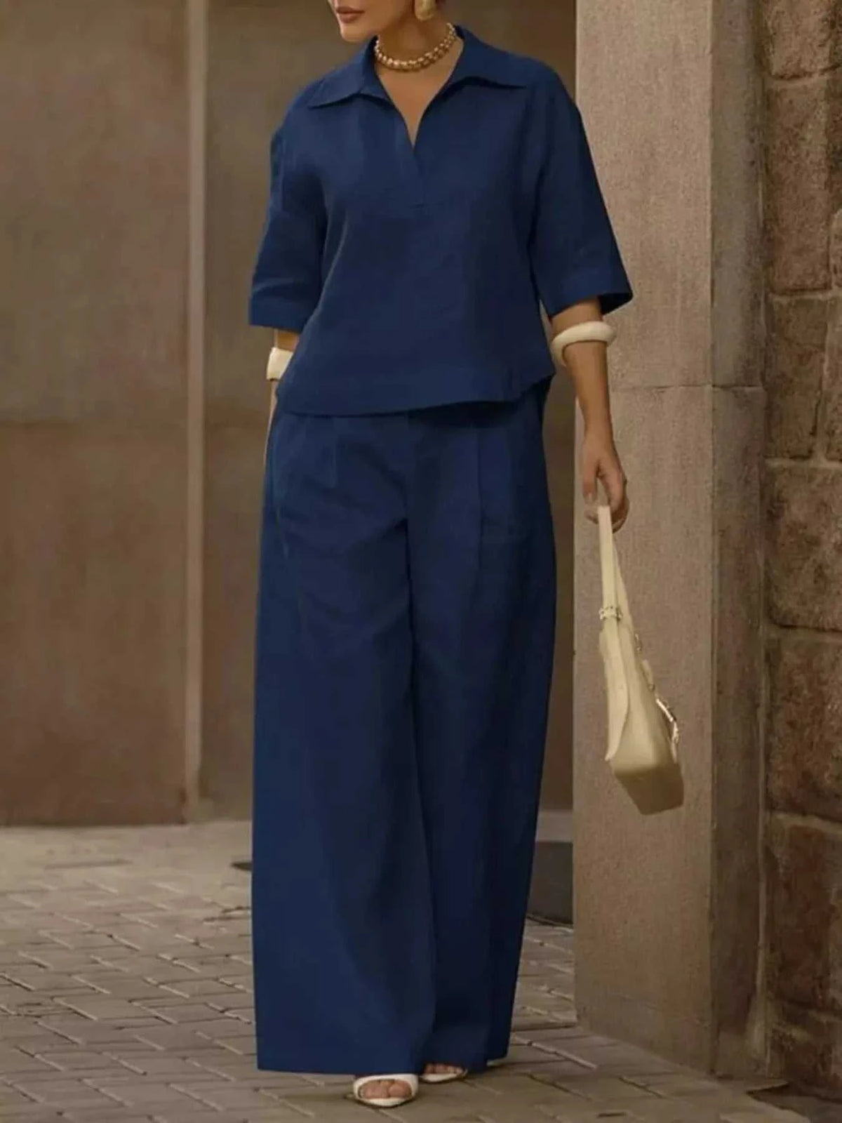 Full Size 3/4 Sleeve Top and Wide Leg Pants Set Plus Size 101001978569946 39 Affordable Fashion Under $100 Jerry's Apparel 