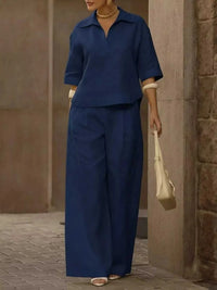 Full Size 3/4 Sleeve Top and Wide Leg Pants Set Plus Size 101001978569946 39 Affordable Fashion Under $100 Jerry's Apparel 