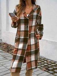 Devine Plaid Long Sleeve Hooded Coat 100100235621127 45 Affordable Fashion Under $100 Jerry's Apparel 