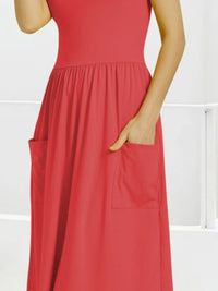 Scoop Neck Midi Dress with Pockets