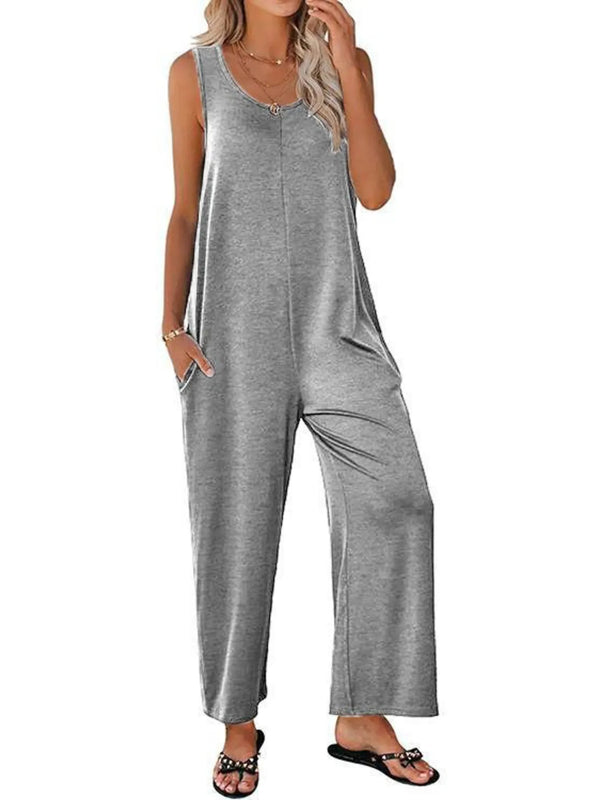 Sleeveless Wide Leg Casual Jumpsuit