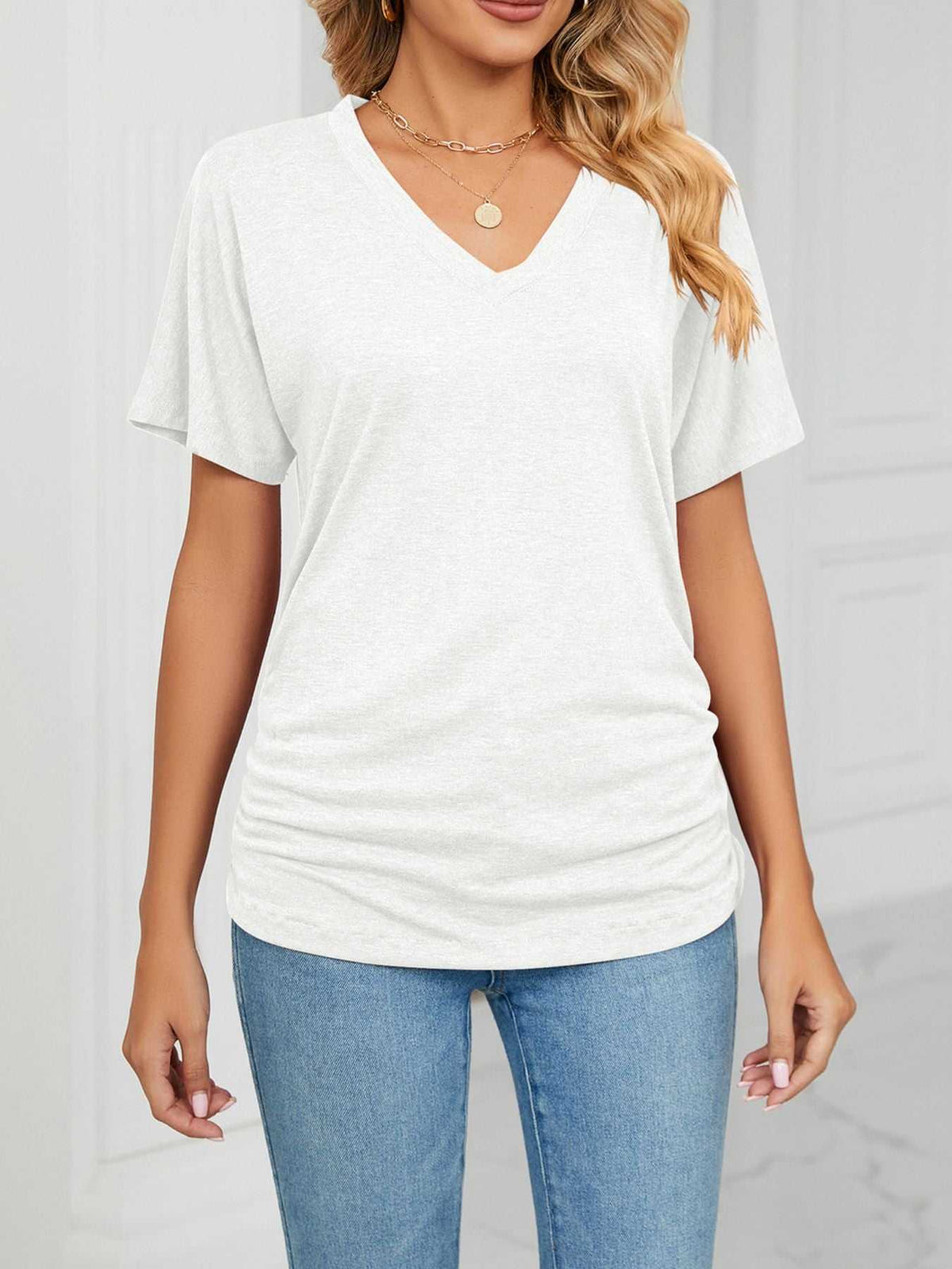Casual V-Neck Short Sleeve T-Shirt 100100579648227 22 Affordable Fashion Under $100 Jerry's Apparel 