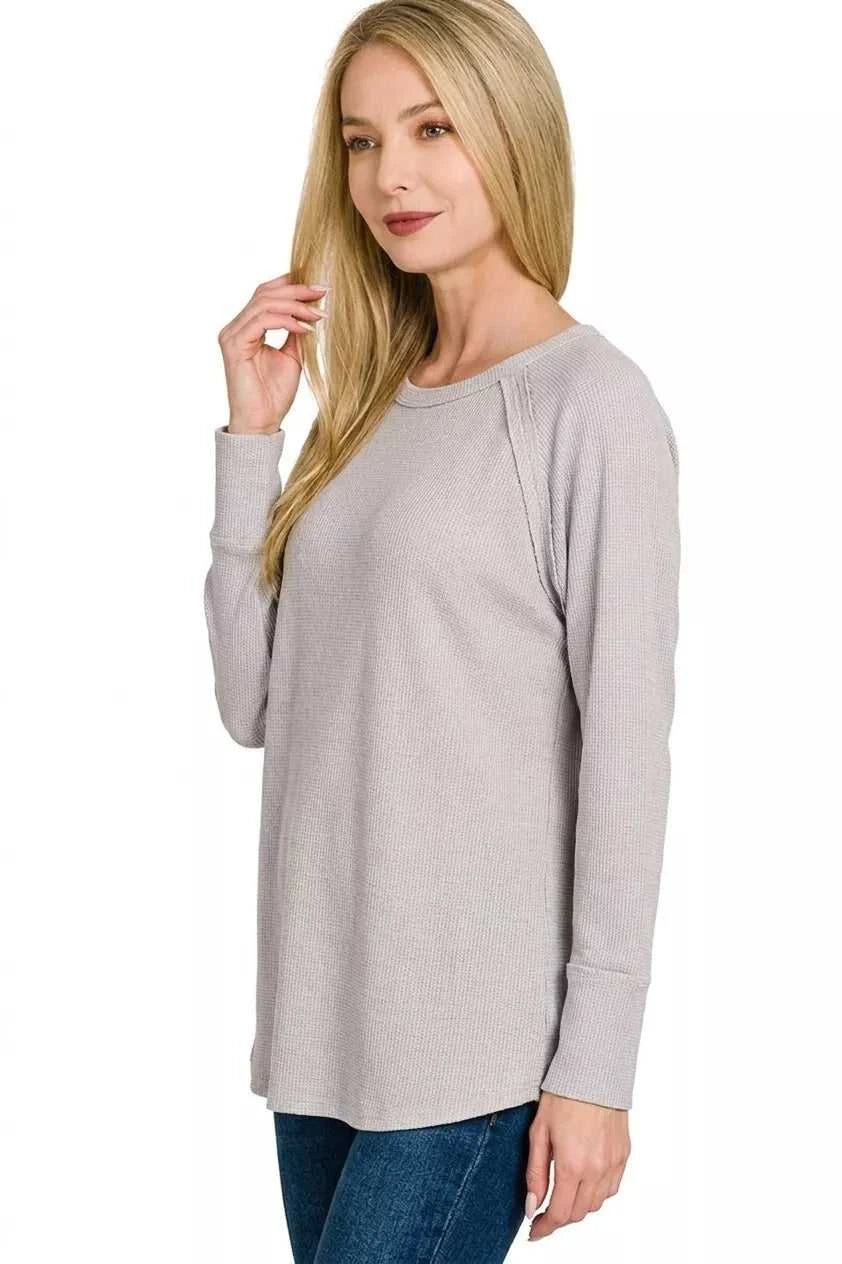 Zenana Baby Waffle Long Sleeve Top 100100667011424 21 Affordable Fashion Under $100 Jerry's Apparel 