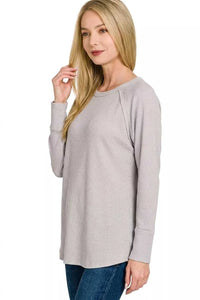 Zenana Baby Waffle Long Sleeve Top 100100667011424 21 Affordable Fashion Under $100 Jerry's Apparel 