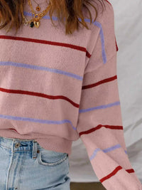 Striped Knit Round Neck Sweater 100100196271842 34 Affordable Fashion Under $100 Jerry's Apparel 