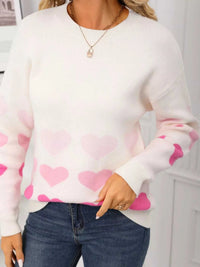 Valentine's Day Heart Pattern Crew Neck Sweater 100100455921910 49 Affordable Fashion Under $100 Jerry's Apparel 
