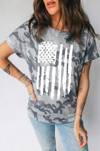 Camouflage Retro American Flag Printed Tee 100100445462884 25 Affordable Fashion Under $100 Jerry's Apparel 
