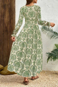 Printed V-Neck Long Sleeve Maxi Dress 100100718811429 44 Gifts for Her Jerry's Apparel 