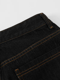 Men's Wide Leg Denim Shorts with Embroidered Pocket Detail