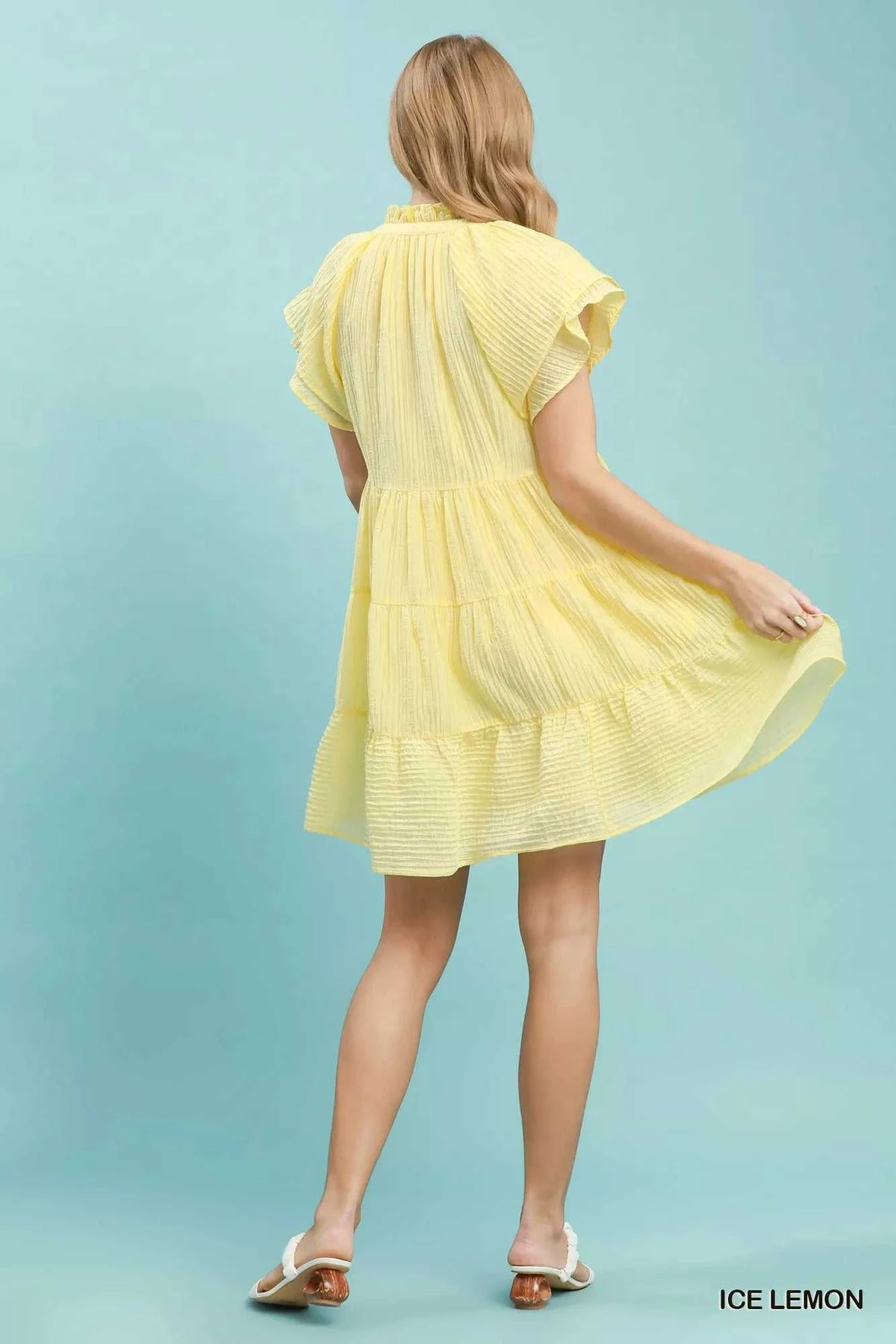 Umgee Tiered Ruffle Sleeve Textured Mini Dress 100100762951591 57 Affordable Fashion Under $100 Jerry's Apparel 