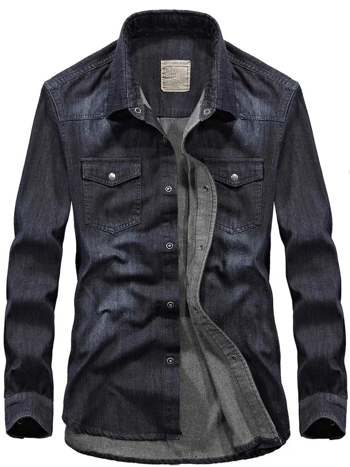 Men's Plus Size Classic Washed Denim Shirt with Double Chest Pockets 100400595853363 57 Affordable Fashion Under $100 Jerry's Apparel 