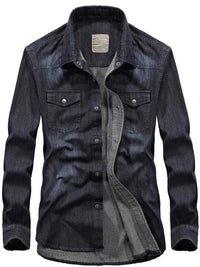 Men's Plus Size Classic Washed Denim Shirt with Double Chest Pockets 100400595853363 57 Affordable Fashion Under $100 Jerry's Apparel 