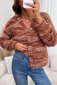 Fuzzy Striped Button Front Cardigan Sweater 100100382031613 39 Affordable Fashion Under $100 Jerry's Apparel 
