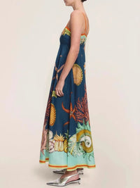 Printed Cami Midi Dress with Pockets