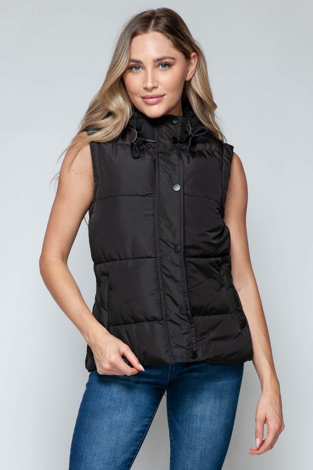 Snobbish Snap and Zip Closure Hooded Vest