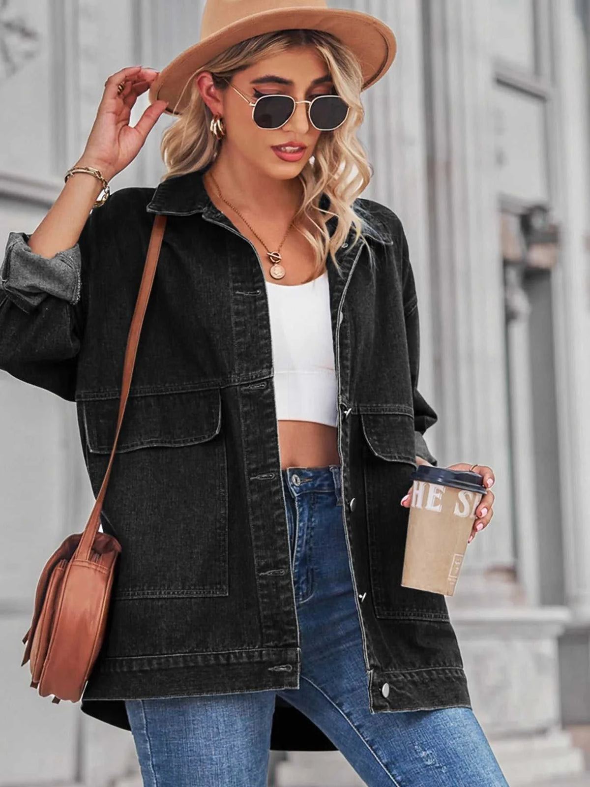 Button Up Long Sleeve Denim Jacket 100100658147198 64 Affordable Fashion Under $100 Jerry's Apparel 
