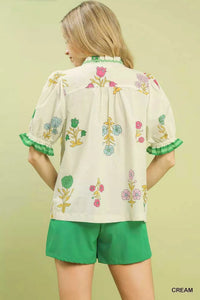 Umgee Petal Parade Print Button-Down Blouse 100100600381695 49 Affordable Fashion Under $100 Jerry's Apparel 