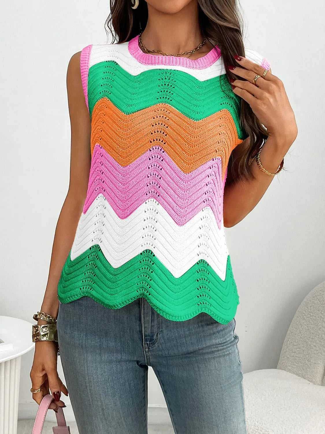 Color Block Round Neck Sweater Vest 100100253791586 34 Affordable Fashion Under $100 Jerry's Apparel 