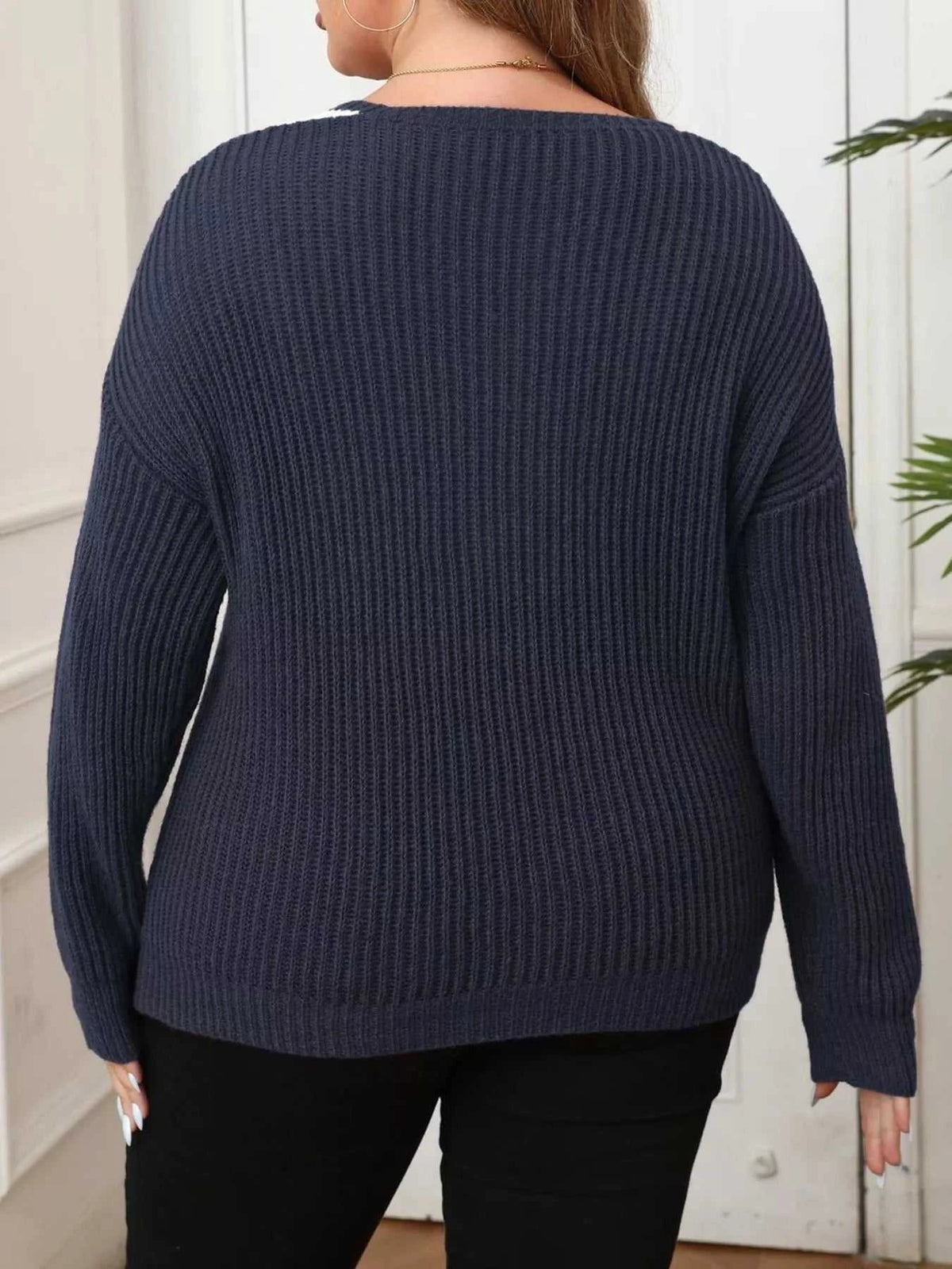 Plus Size Contrast Trim Button-Decorated Sweater 101002671808659 34 Affordable Fashion Under $100 Jerry's Apparel 