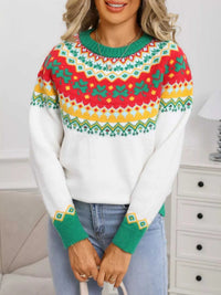 Clover Pattern Round Neck Knitted Sweater 100100324536502 52 Affordable Fashion Under $100 Jerry's Apparel 