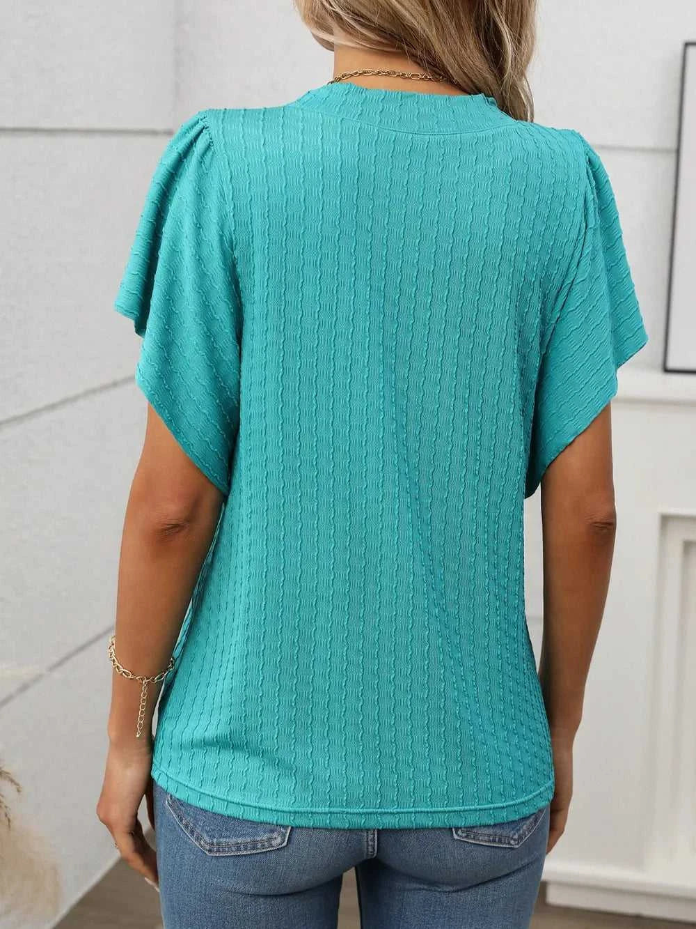 Round Neck Flutter Sleeve T-Shirt 100100468281947 23 Affordable Fashion Under $100 Jerry's Apparel 