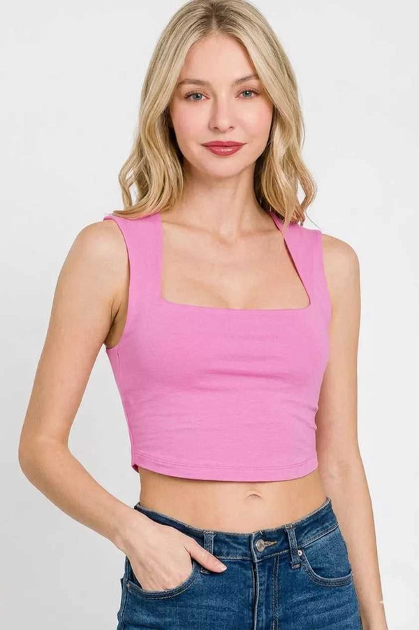 Zenana Double Layered Square Neck Cropped Tank Top 100100223191485 19 Affordable Fashion Under $100 Jerry's Apparel 