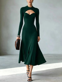 Full Size Mock Neck Cut-Out Long Sleeve Midi Dress Plus Size 101001217973891 41 Affordable Fashion Under $100 Jerry's Apparel 