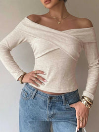 Crisscross Off-Shoulder Long Sleeve Top 100100674468098 36 Affordable Fashion Under $100 Jerry's Apparel 